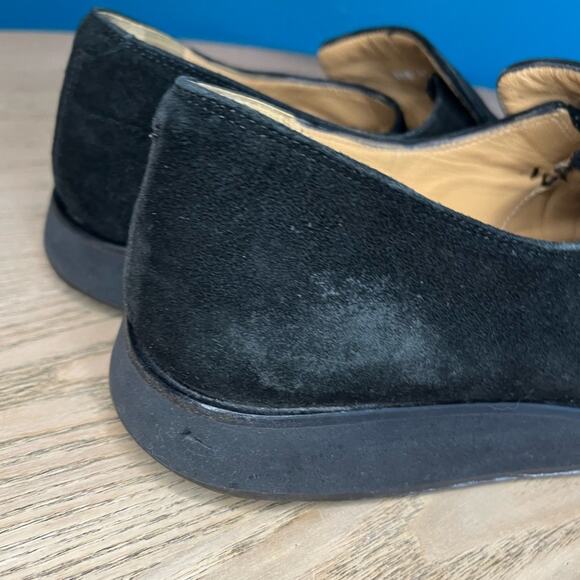 Vintage Gianni Versace Black Suede Loafers 90s Old Money Quiet Luxury Size 41